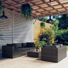 Loungeset 6-delig poly rattan grijs