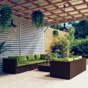 Loungeset poly rattan bruin 8-delig