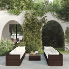 9-Delige Loungeset Met Kussens Poly Rattan Bruin en crème 4x hoek + 4x midden + Tafel