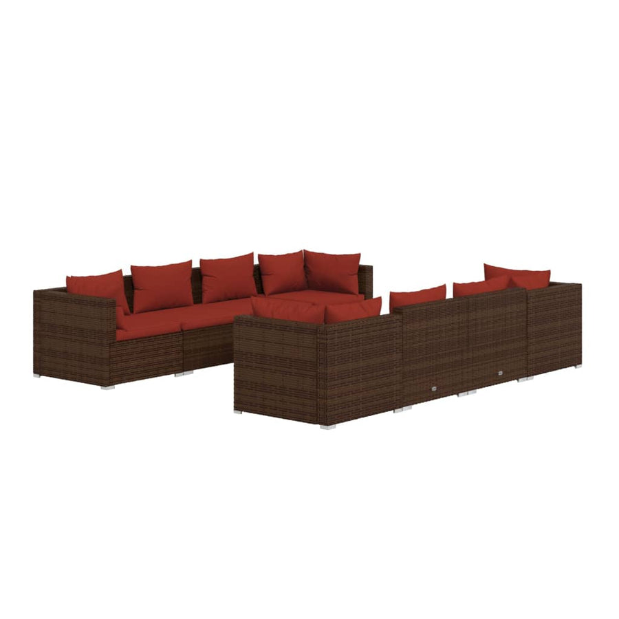 9-Delige Loungeset Met Kussens Poly Rattan 1