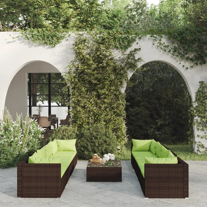 9-Delige Loungeset Met Kussens Poly Rattan 1