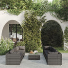 9-piece Loungeset with cushions poly rattan grey