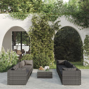 Loungeset 9-delig poly rattan grijs