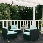 4-Delige Loungeset Met Kussens Poly Rattan Zwart en blauw 4x midden