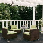 4-Delige Loungeset Met Kussens Poly Rattan Bruin en groen 4x midden