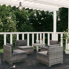 4-Delige Loungeset Met Kussens Poly Rattan Grijs en antraciet 4x midden