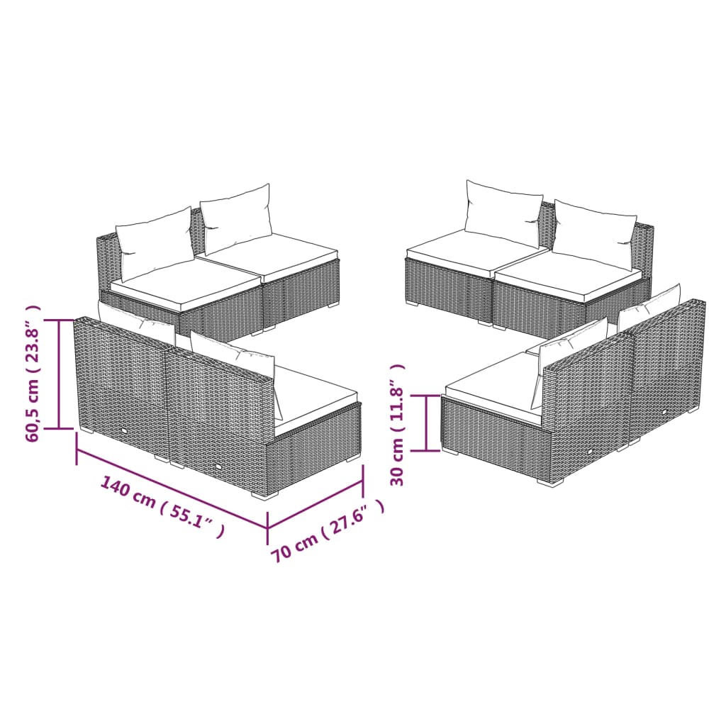 8-Delige Loungeset Met Kussens Poly Rattan 1