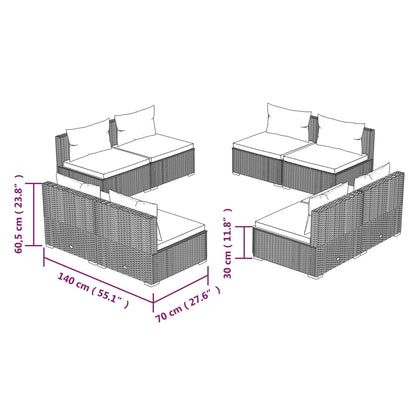 8-Delige Loungeset Met Kussens Poly Rattan 1
