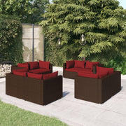 Loungeset 8-delig poly rattan bruin