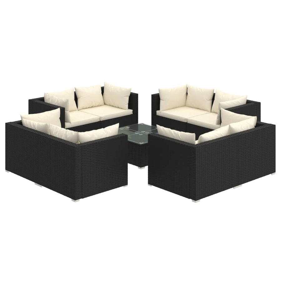 9-Delige Loungeset Met Kussens Poly Rattan 1