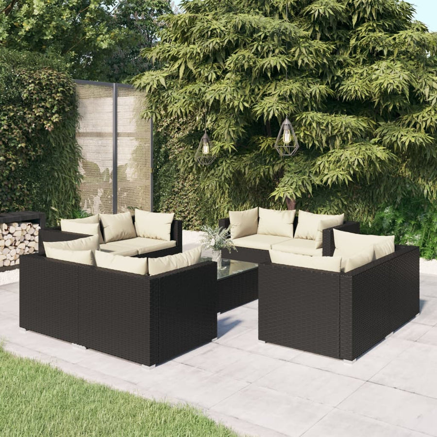 9-Delige Loungeset Met Kussens Poly Rattan 1