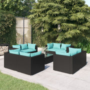Loungeset 9-delig poly rattan zwart
