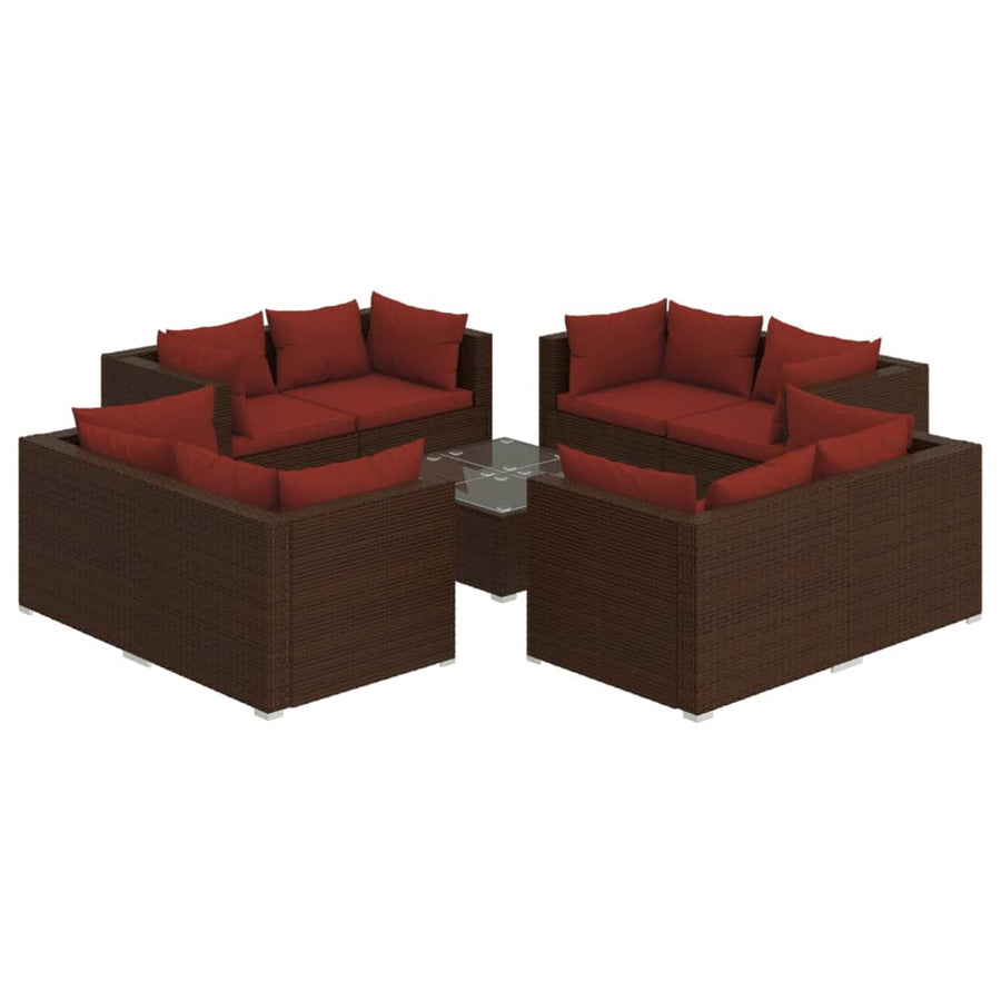 9-Delige Loungeset Met Kussens Poly Rattan 1