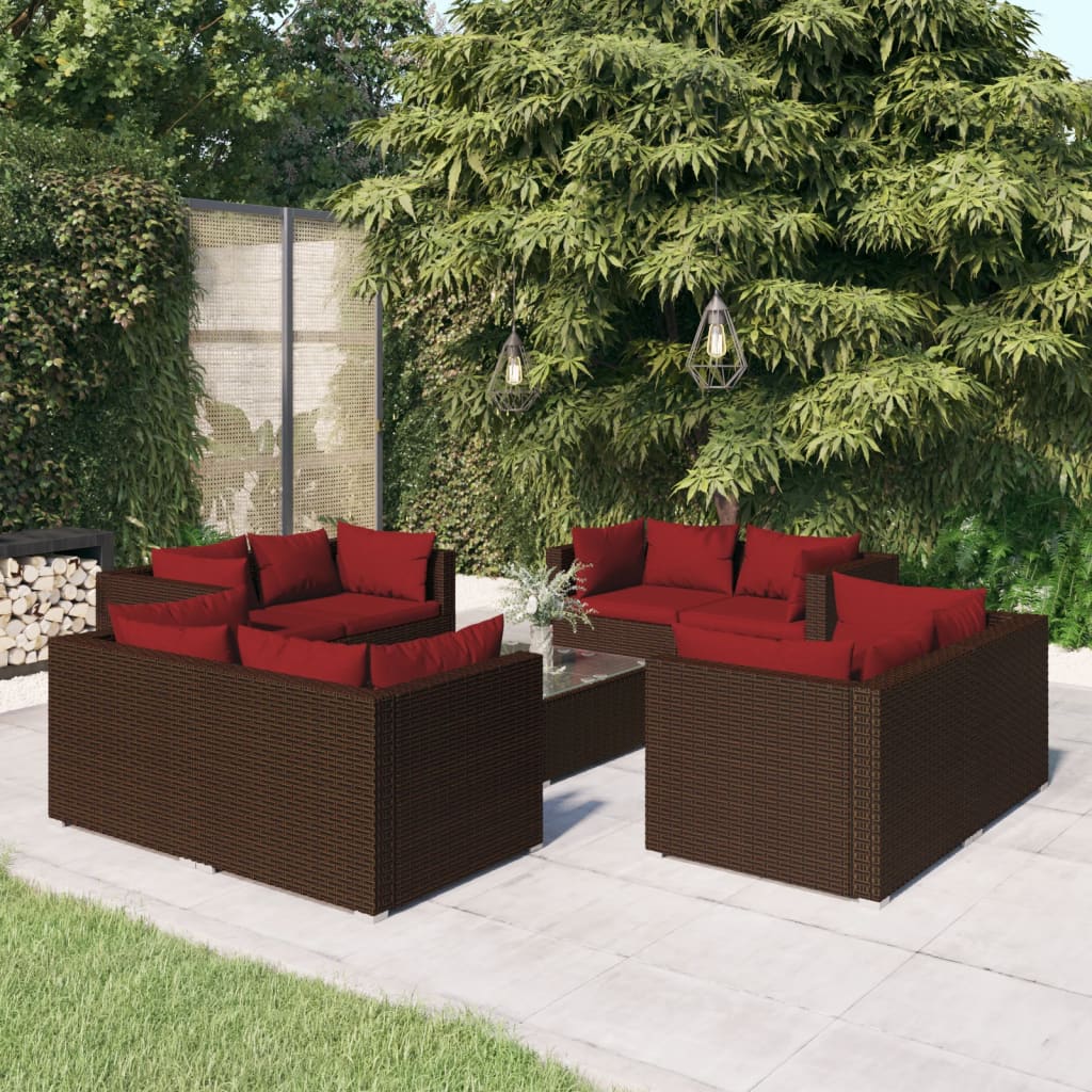 9-Delige Loungeset Met Kussens Poly Rattan 1