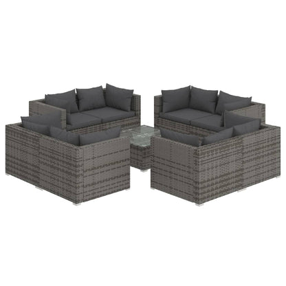 9-Delige Loungeset Met Kussens Poly Rattan 1