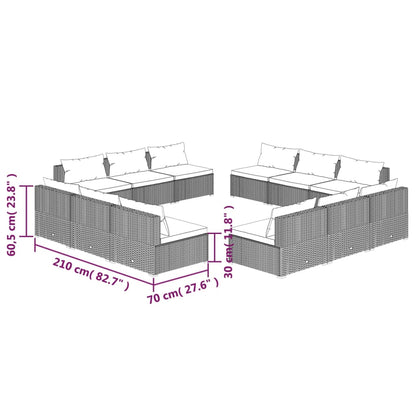 12-Delige Loungeset Met Kussens Poly Rattan 1