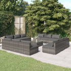 3-Delige Loungeset Met Kussens Poly Rattan Grijs en antraciet 12x midden + Tafel