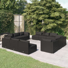 2-Delige Loungeset Met Kussens Poly Rattan Zwart 4x hoek + 8x midden