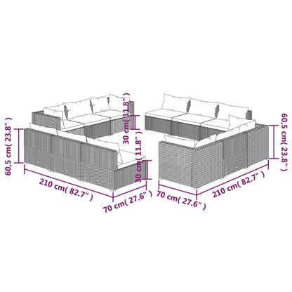 12-Delige Loungeset Met Kussens Poly Rattan 1