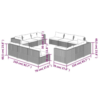12-Delige Loungeset Met Kussens Poly Rattan 1