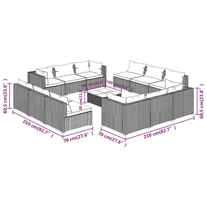 13-Delige Loungeset Met Kussens Poly Rattan 1