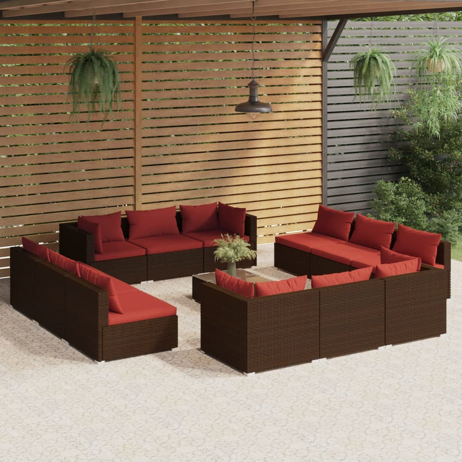 13-Delige Loungeset Met Kussens Poly Rattan 1