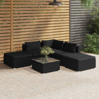 6-Delige Loungeset Met Kussens Poly Rattan Zwart Zwart