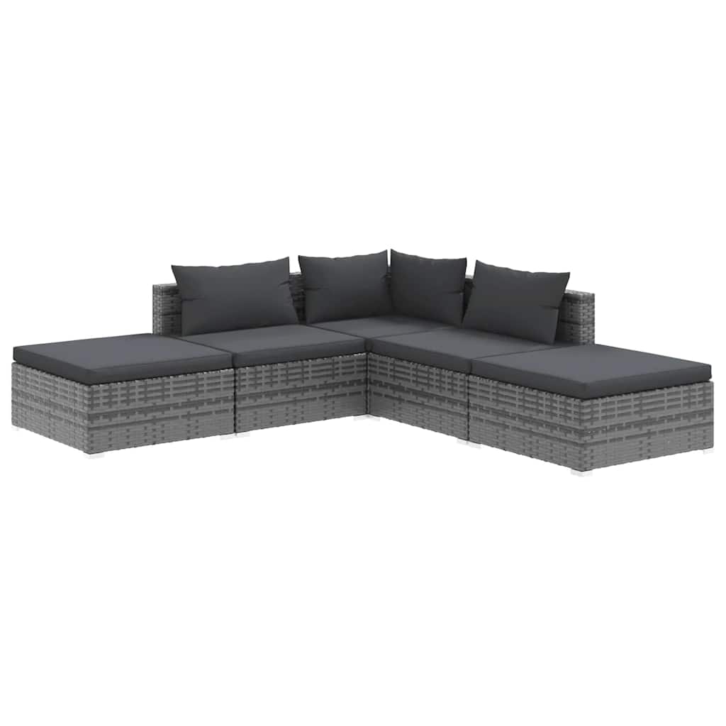 5-Delige Loungeset Met Kussens Poly Rattan 1