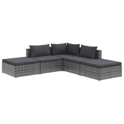 5-Delige Loungeset Met Kussens Poly Rattan 1