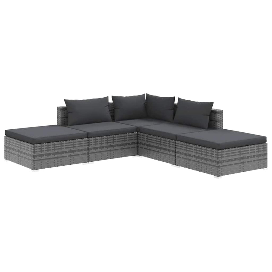 5-Delige Loungeset Met Kussens Poly Rattan 1