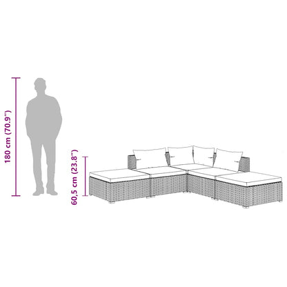 5-Delige Loungeset Met Kussens Poly Rattan 1