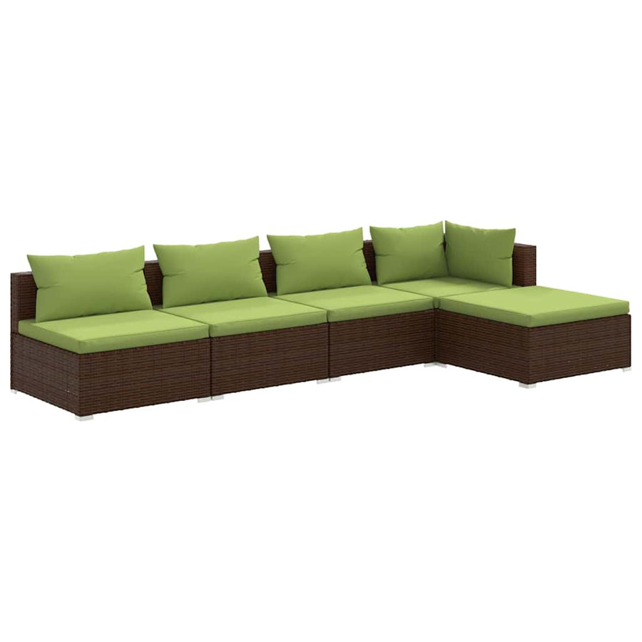 5-Delige Loungeset Met Kussens Poly Rattan 1
