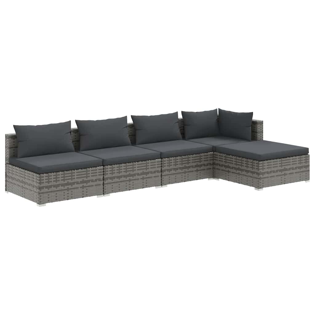 5-Delige Loungeset Met Kussens Poly Rattan 1