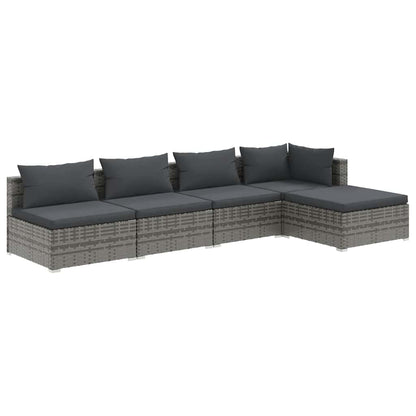 5-Delige Loungeset Met Kussens Poly Rattan 1