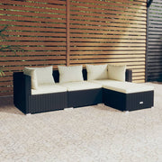 Loungeset 4-delig poly rattan zwart