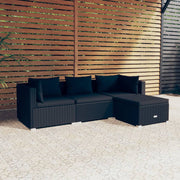 Loungeset 4-delig poly rattan zwart