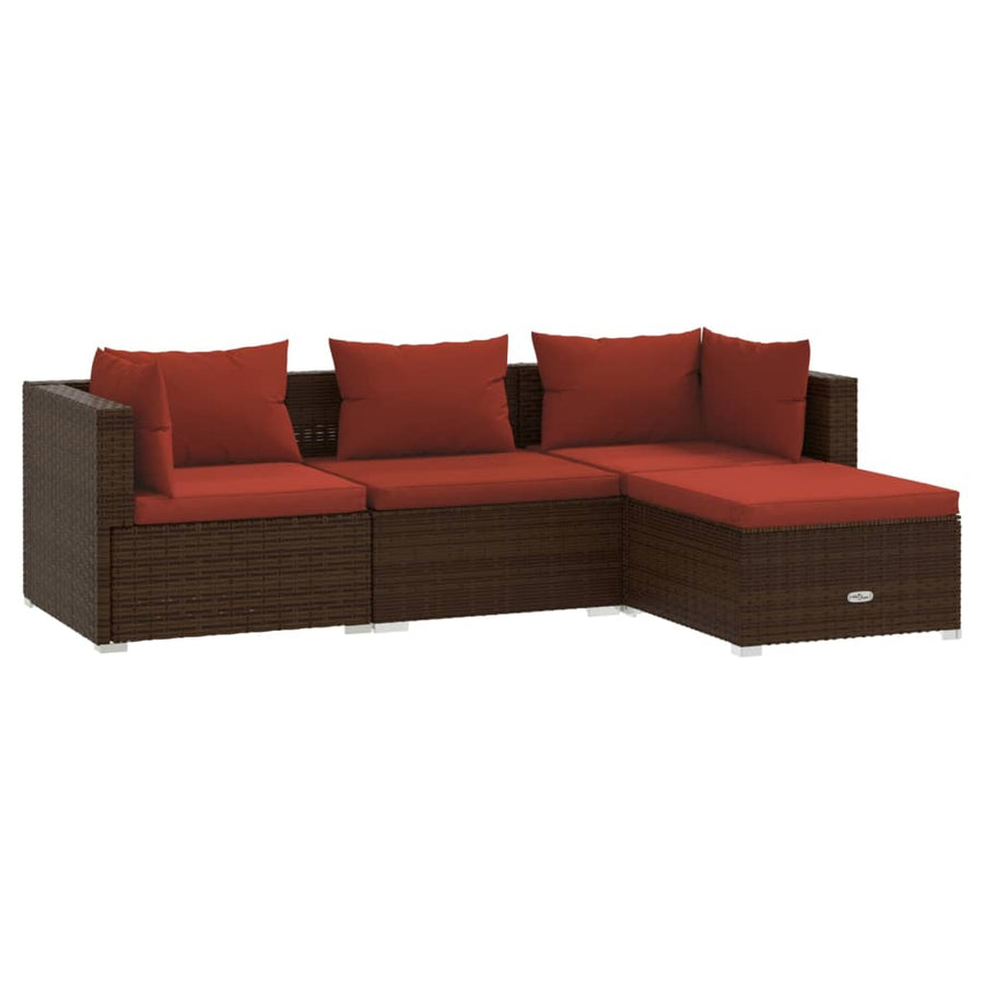 4-Delige Loungeset Met Kussens Poly Rattan 1