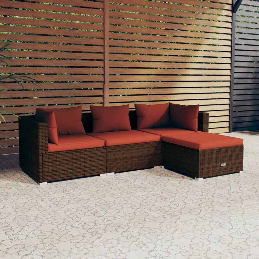 4-Delige Loungeset Met Kussens Poly Rattan 1