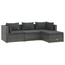 4-Delige Loungeset Met Kussens Poly Rattan 1 Grijs en antraciet