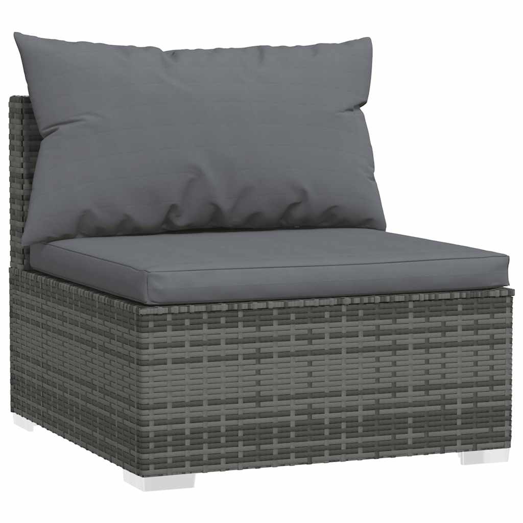 4-Delige Loungeset Met Kussens Poly Rattan 1 Grijs en antraciet