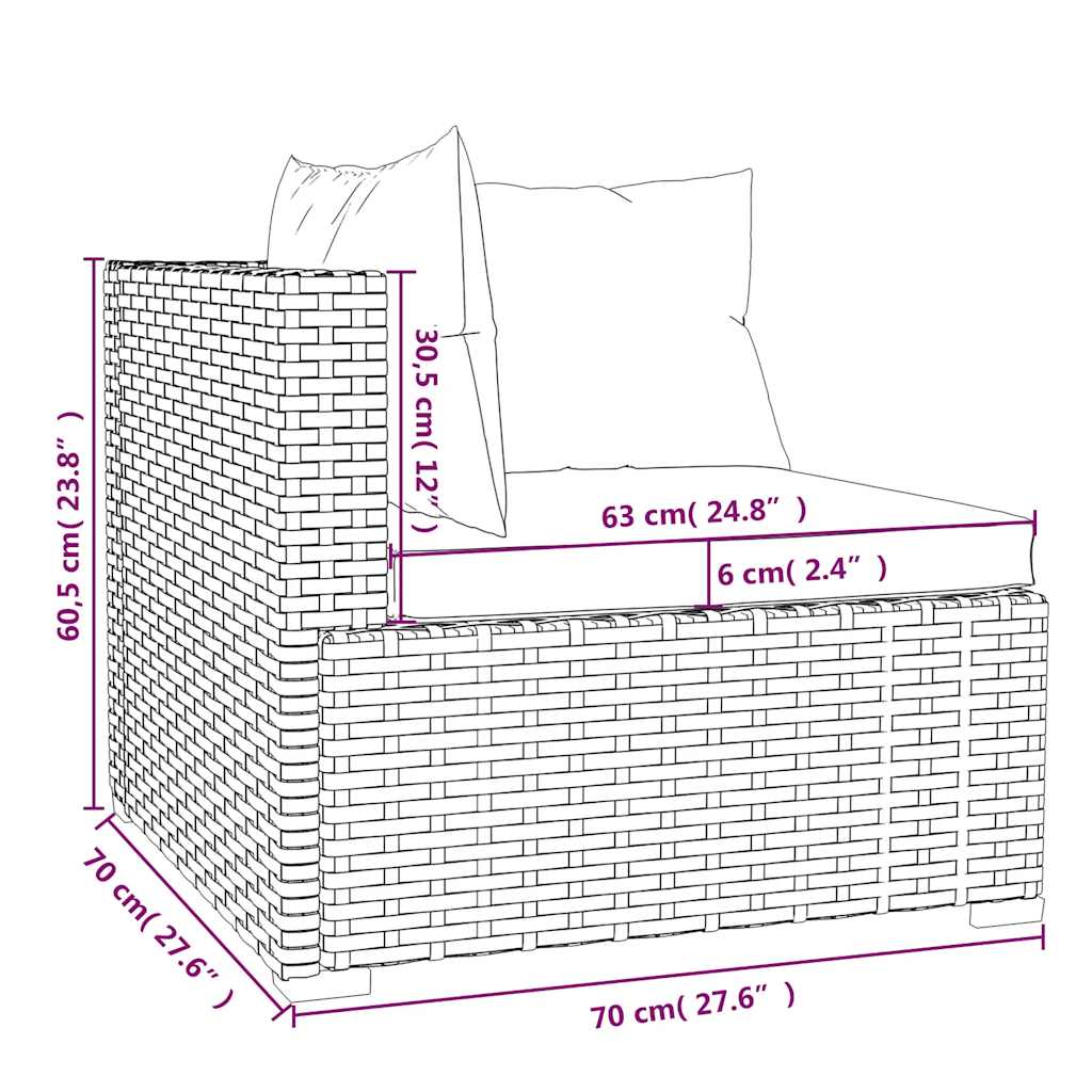 4-Delige Loungeset Met Kussens Poly Rattan 1 Grijs en antraciet