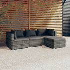 4-Delige Loungeset Met Kussens Poly Rattan Grijs En Antraciet 1 2x hoek + midden + voetensteun