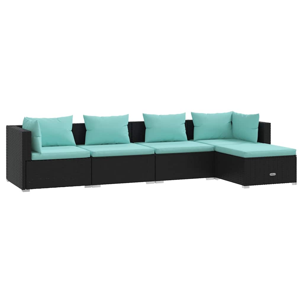 5-Delige Loungeset Met Kussens Poly Rattan 1