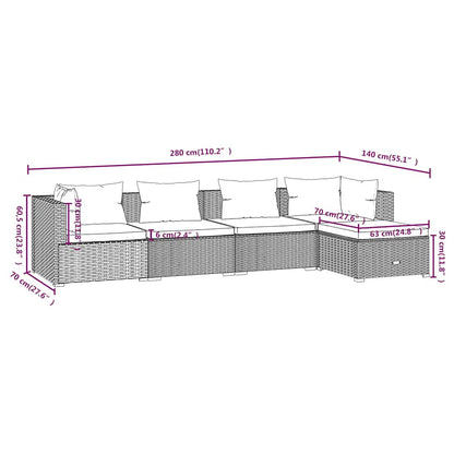 5-Delige Loungeset Met Kussens Poly Rattan 1