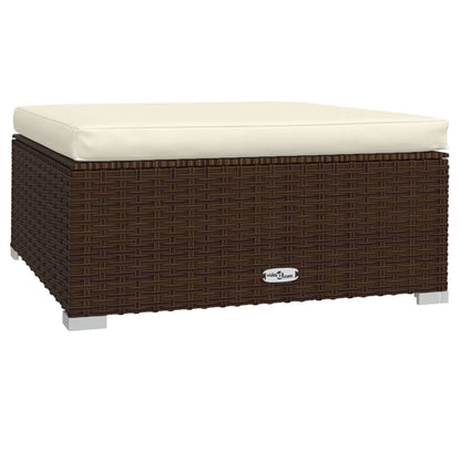 5-delige Loungeset met kussens poly rattan bruin 1 Bruin en crème