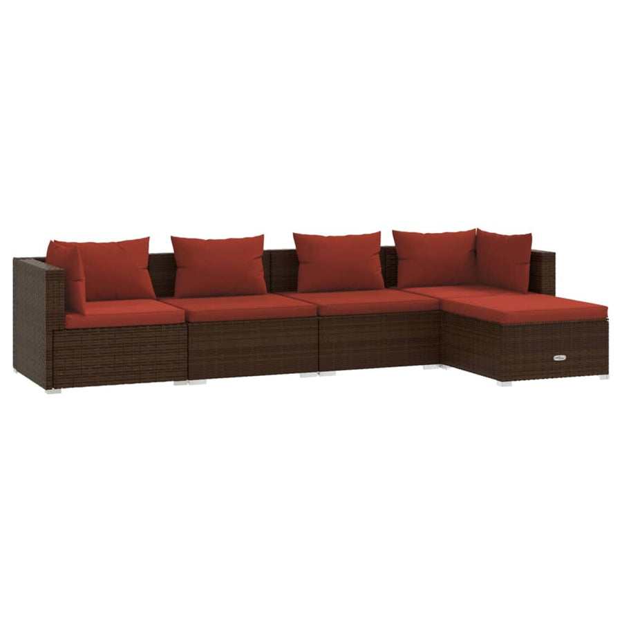 5-Delige Loungeset Met Kussens Poly Rattan 1