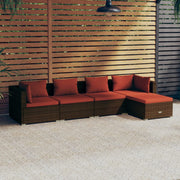 Loungeset 5-delig poly rattan bruin