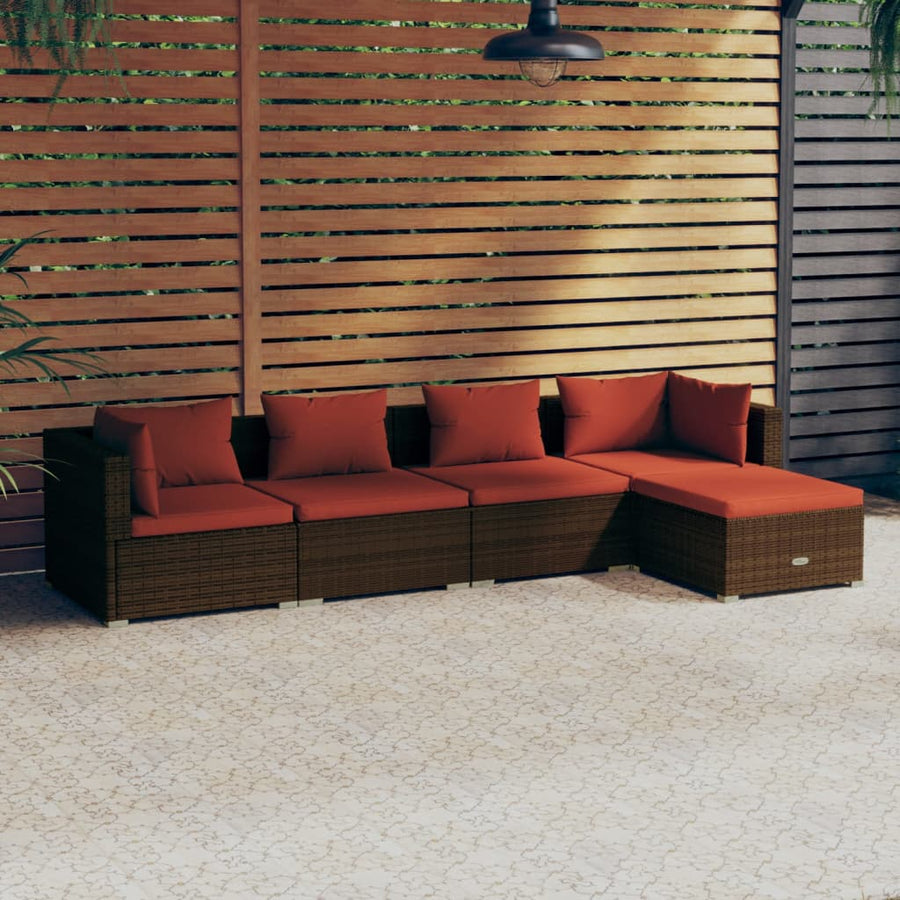 5-Delige Loungeset Met Kussens Poly Rattan 1