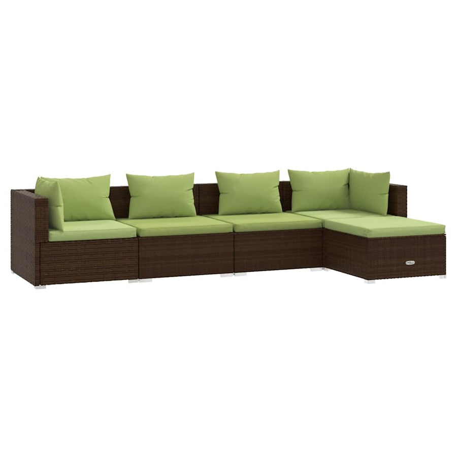 5-Delige Loungeset Met Kussens Poly Rattan 1