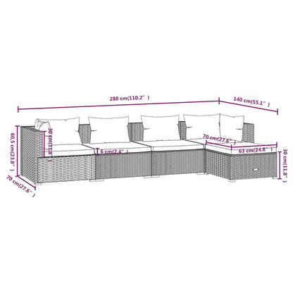 5-Delige Loungeset Met Kussens Poly Rattan 1